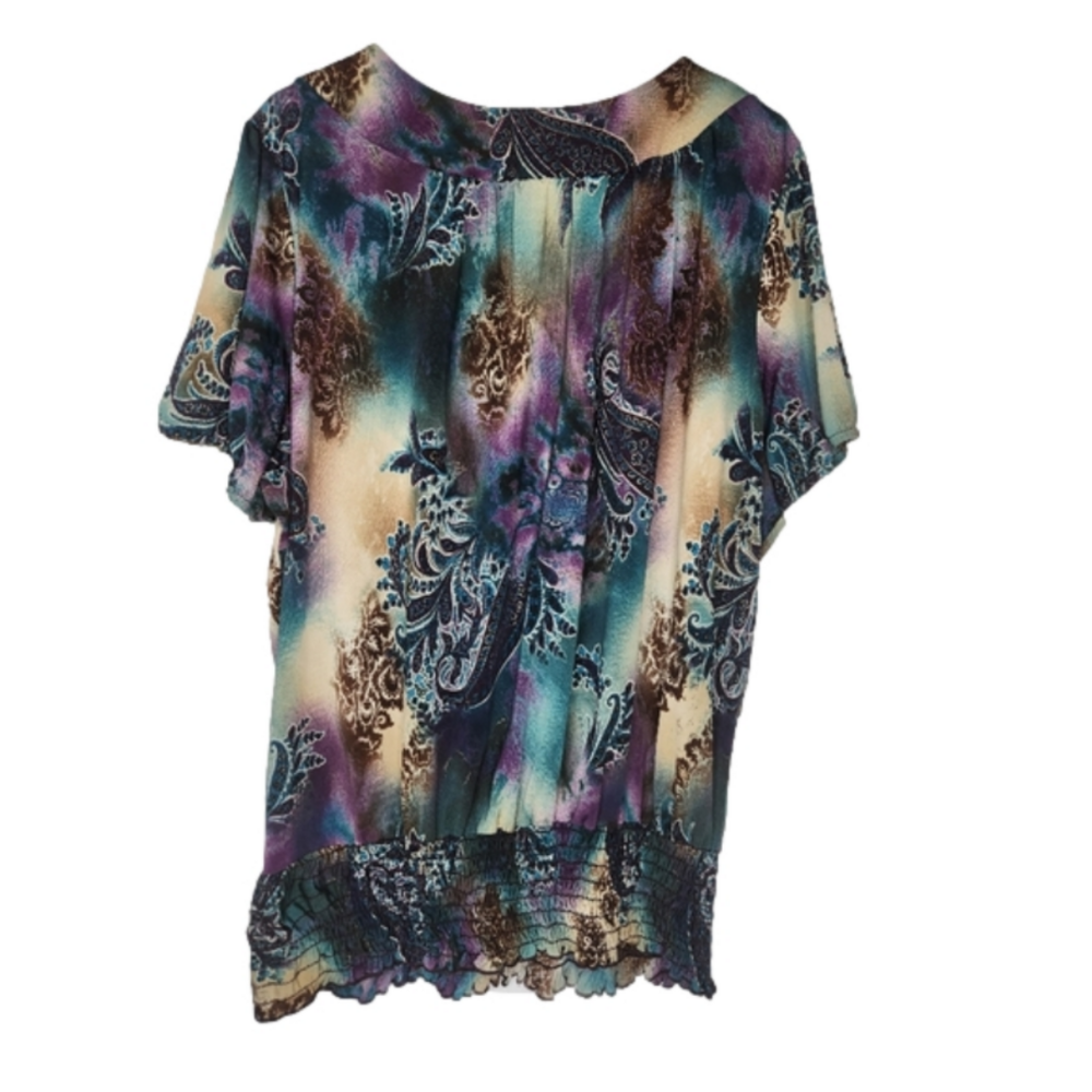 Dressbarn Beaded Floral Top 3X Made in USA Purple Blouse - Picture 6 of 6